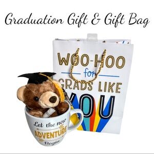 NWT Small Plush Graduation Bear In Inspirational Mug With Gift Bag